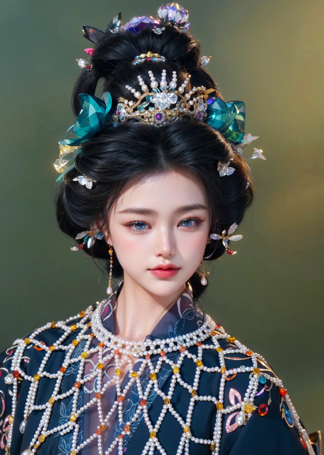 Game Art,Best image quality,Maximum resolution,8K,(A bust photo),(portrait),(Head close-up),(Rule of Thirds),Unreal Engine 5 rendering works,20 year old girl,((Queen)),The eyes are very detailed,(Large Breasts),Elegant and noble,light,Ray Tracing,Game CG,((3D Unreal Engine)),OC rendering reflection mode,4K,Ultra-clear,Sensual,Translucent lace,Fair and plump figure,Pretty Face,Glossy Gel Coat,身着华贵礼服的Queen,Crystal Gem Crown,Necklace jewelry,blue eyes,Gorgeous and intricate tattoo designs,Ultra-clear portrait,Sexy thick lips(Red lipstick),Gorgeous clothing,Diamond Gold,Luxury Costume Jewelry,Diamonds of the Universe,Pearl gemstones