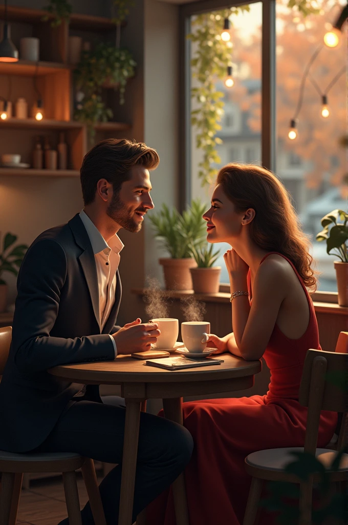 A couple having coffee