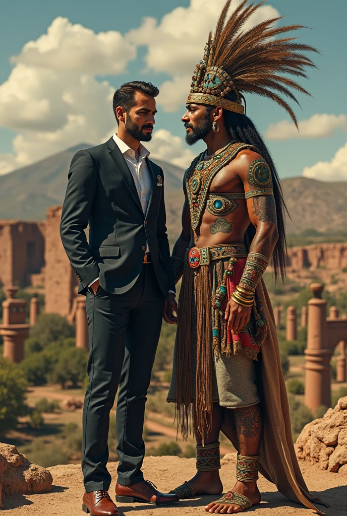 It generates a modern-day man and a man of the Tiwanaku culture 
