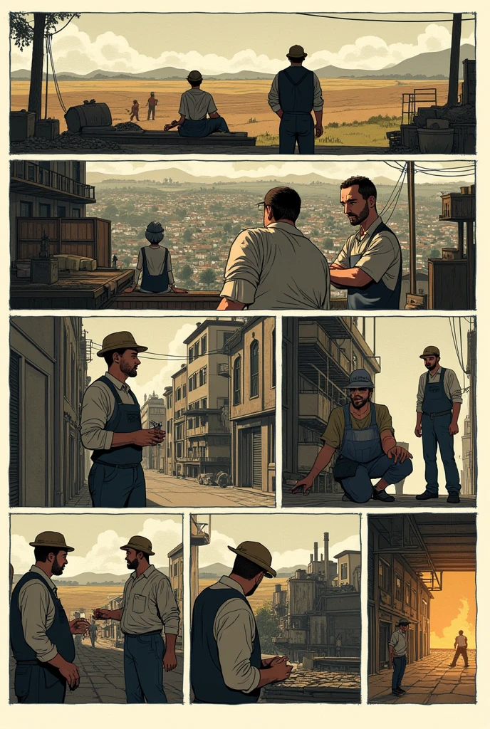 A 10 page comic book , with the theme Labor in Portuguese 
