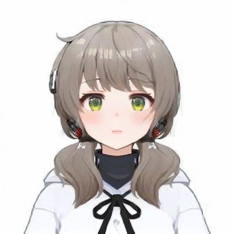 흰색 셔츠를 입고 긴 머리와 녹색 눈을 가진 anime girl, 매우 귀여운 anime girl 얼굴, cute natural anime face, Cute anime face, realistic 젊은 anime girl, girls frontline style, From Girls&#39; Frontline, 젊은 anime girl, Animated visual of a cute girl, Detailed animated smooth faces, female anime character, As an anime character, Cute anime style, anime girl