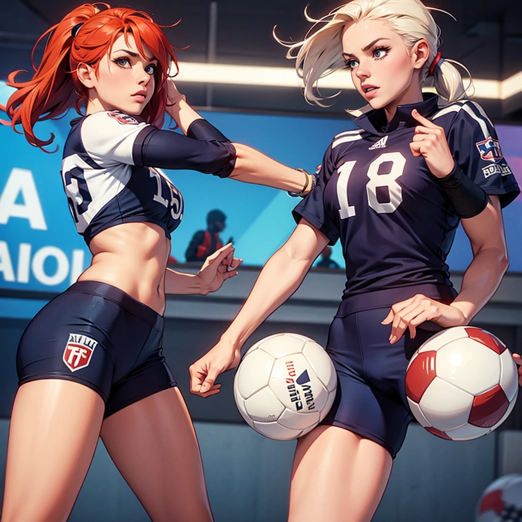 A football girl player, wear football Jersey and football short pant ⚽