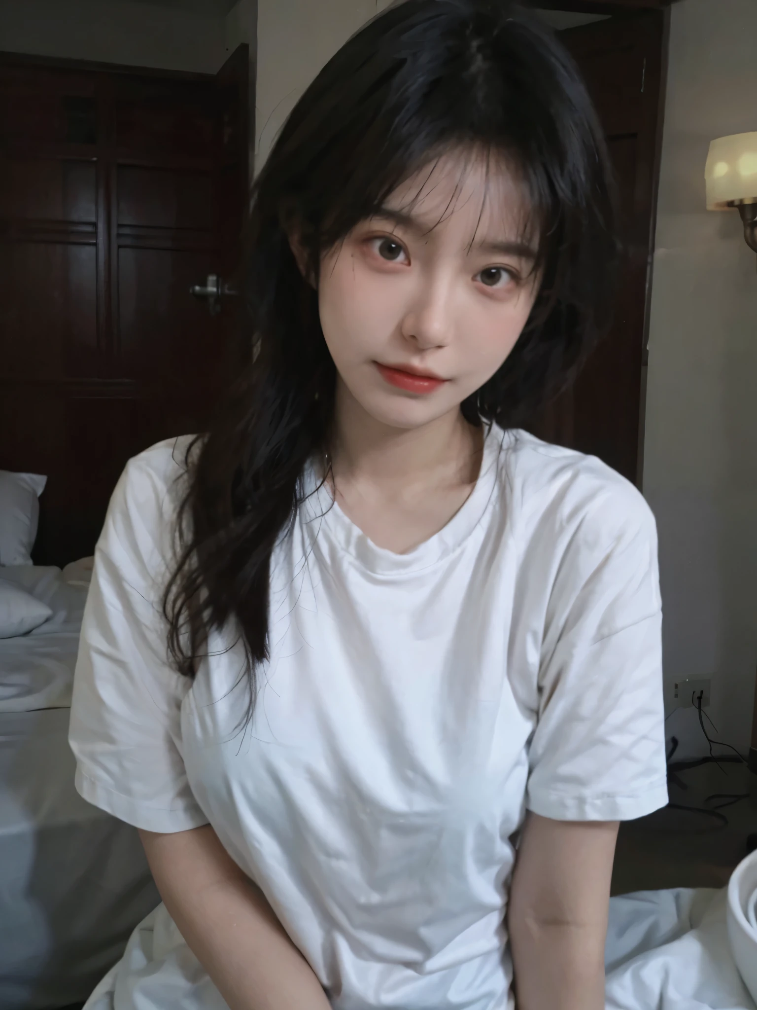 Best quality，masterpiece，Ultra-high resolution，（Photo Realism:1.4)，Girl，Sexy，cute，（shirt:1.2），（Big breasts:1.3)，（whole body：1.4）