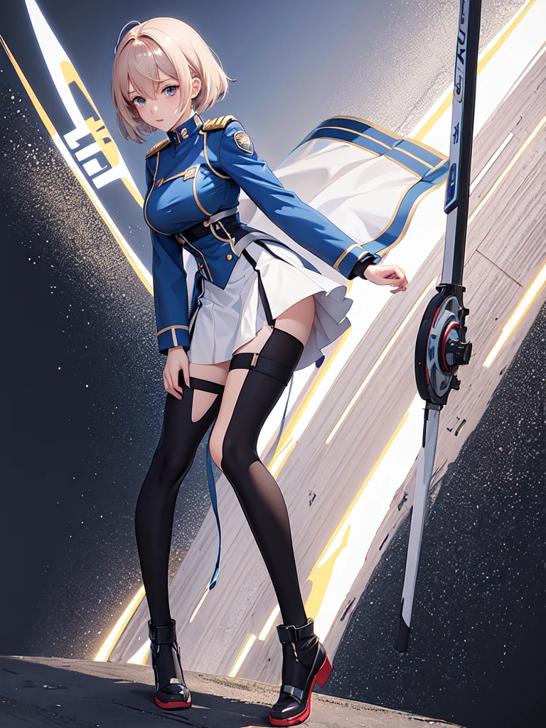 Female anime style Dorbach ,Mecha Uniform 2D, ((,The bottom is sticking out)),Knee socks((Highest quality)), ((masterpiece)), (detailed) ((Centered Images)) Crying face