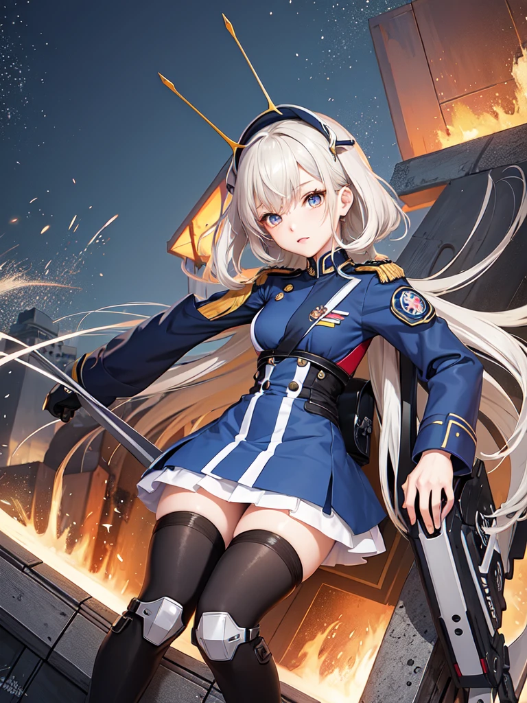 Female anime style Dorbach ,Mecha Uniform 2D, ((,The bottom is sticking out)),Knee socks((Highest quality)), ((masterpiece)), (detailed) ((Centered Images)) Crying face