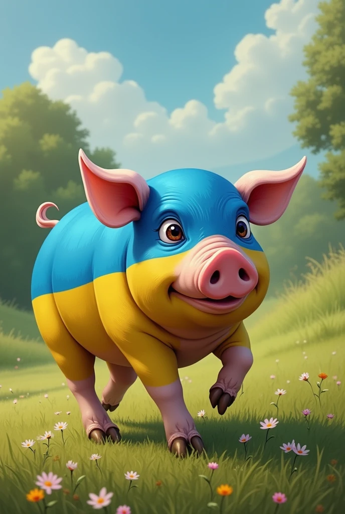 Ukraine flag on pig