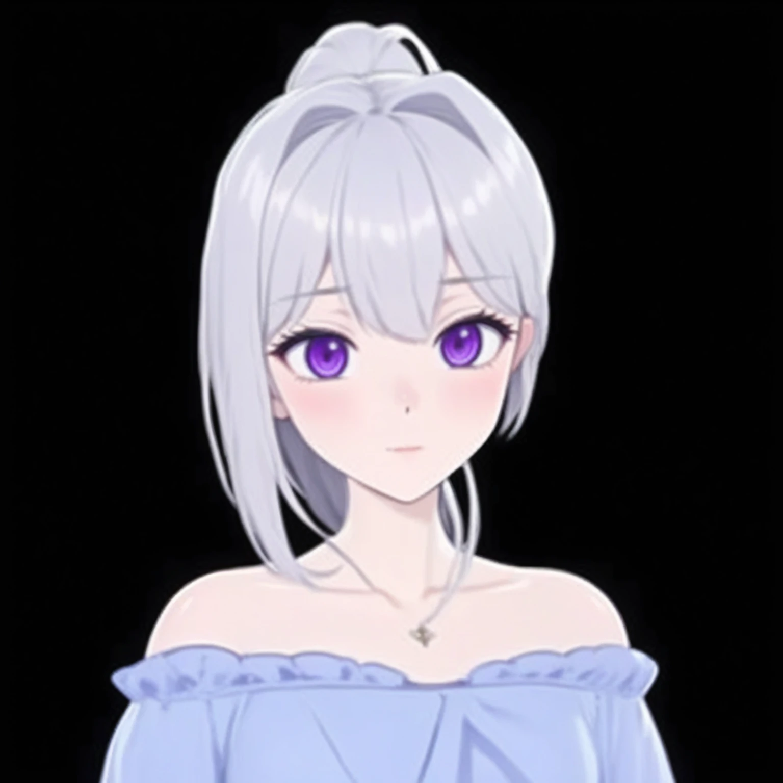 An anime girl in a blue dress with white hair and purple eyes., Realistic animated 3D style, animation styled 3d, realistic young anime girl, Created by Animation Painter Studio, semi-realistic animation, Detailed animated smooth faces, stylized animation, Animated VTuber full body model, animation style character, animation style. 8k, animated stylized