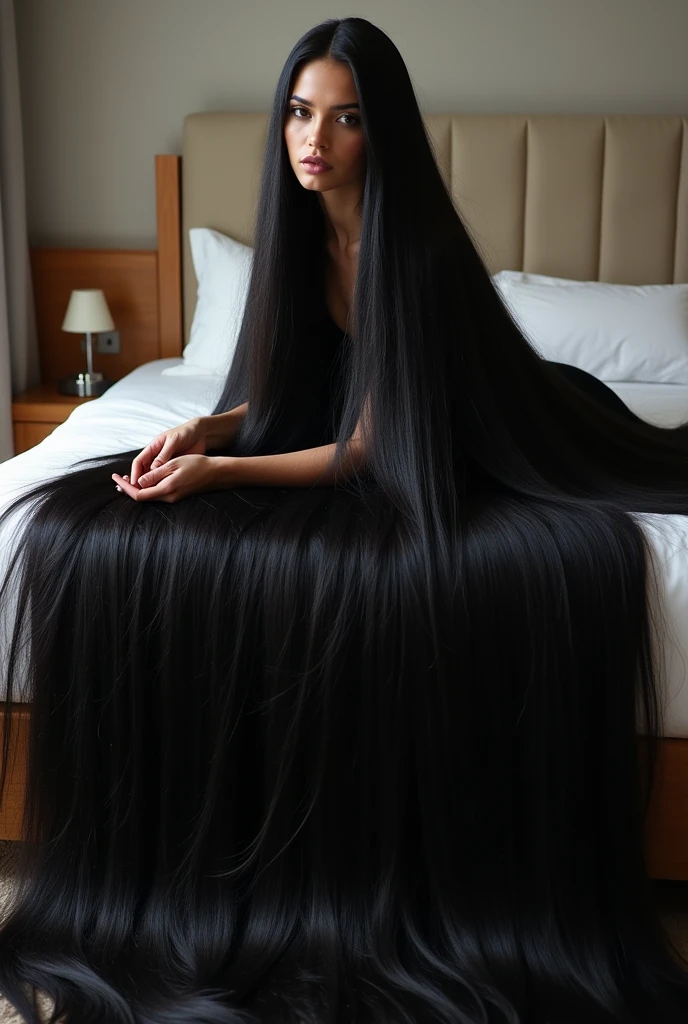 Super Long Hair Contest Winner、Full body photo、Head to toe photos、Taken from about 4 meters away、ultra-realistic、The longest black hair in the world、Hair longer than Rapunzel、She has very long black hair that covers her entire body...、I's hair isバラの香りがして、My very long black hair makes me look sexy.、My charm is my long black hair、Long black hair is a symbol of beauty、、This long hair length and volume is admired around the world.、Her very long black hair is fanned out、Smooth black hair that flows from shoulders to floor、I have a lot of hair, black hair about to overflow from the screen、,Full body photo,超Super long hair、、White underwear or naked、Cover the whole body with straight hair、Very beautiful face、beautifully styled black hair、Very large amounts of hair、Super long hair that accentuates femininity'sexly、Slim figure、Beautiful and shiny hair、Bright lighting、Professional Lighting、Full body photo、Black hair contest winner、the place is a bedroom、My hair is reaching the floor and dragging、Full of black hair、She is leaning on the bed, Show off your long hair.、The bed is full of hair、Long black hair covers the whole body、Super long hair、Best image quality、highest quality、Highest Resolution、Ultra-realistic photos、Full body photo、1 girl、Very beautiful face、 Real Photo、Live-action,((large breast:1.6)), (((diamond shape body)), (((open legs)))