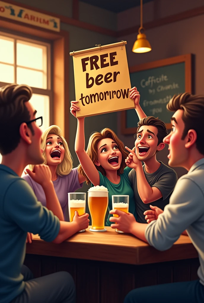 Only text "Free beer tomorrow "