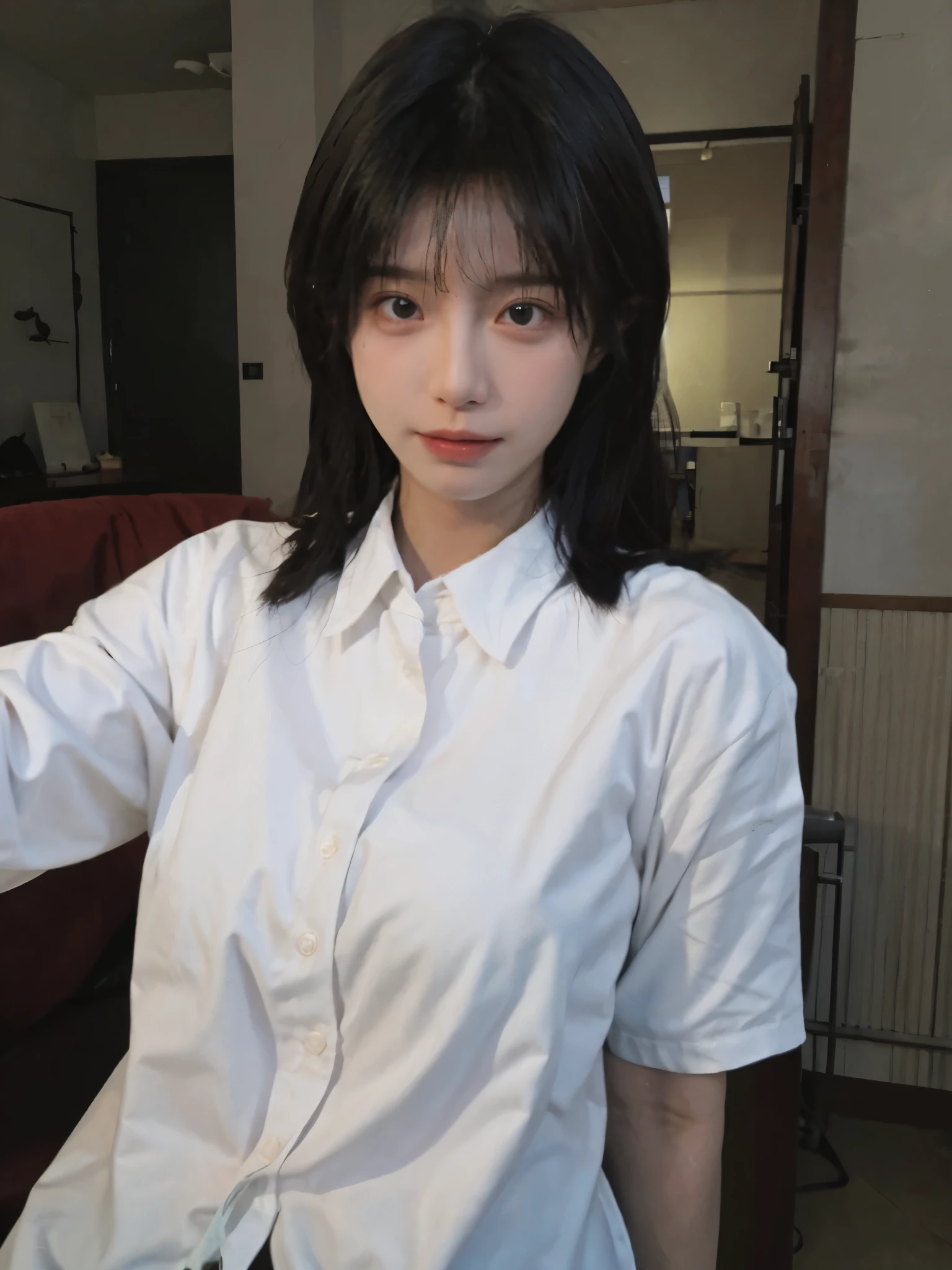 Best quality,masterpiece,Ultra-high resolution,(Photo Realism:1.4),Girl,Sexy,cute,(shirt:1.2),(Big breasts:1.3),(whole body:1.4)