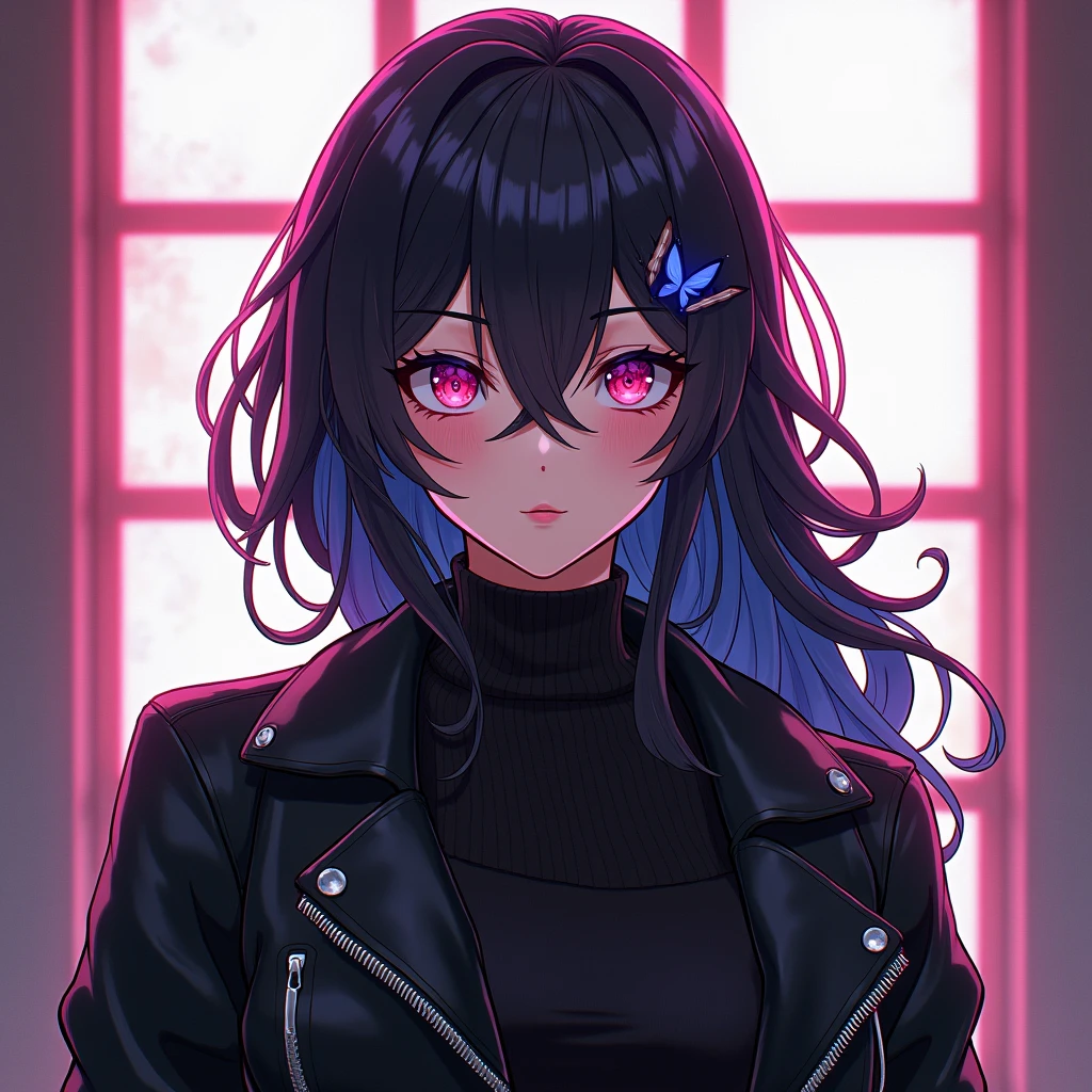 Black Leather Jacket, anime art style, anime digital art, expressive anime art, dynamic composition, anime style, vibrant, studio anime, highly detailed, full body, (best quality, masterpiece, photorealistic), very aesthetic, perfect composition, intricate details, ultra-detailed, vivid colors