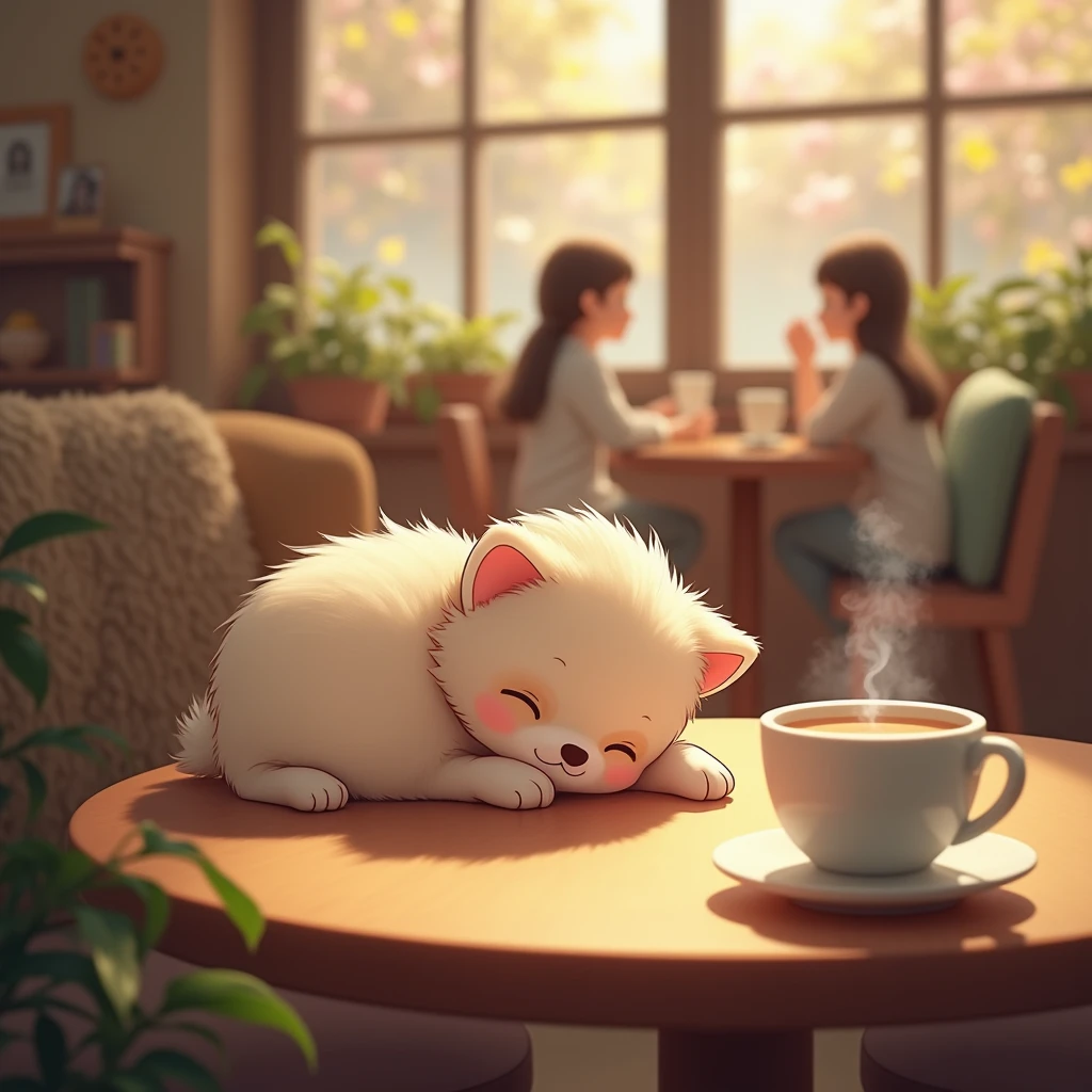 Inside the cafe、Looks sleepy、Extremely cute animal images