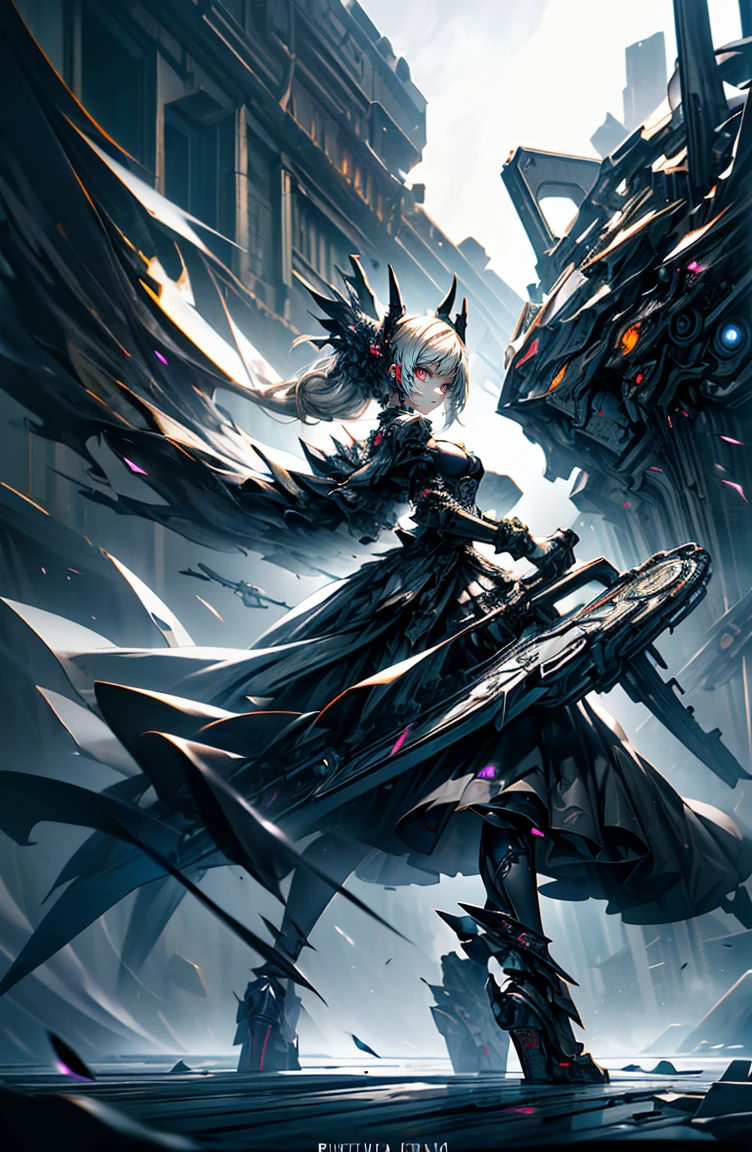 Thumbelina、super high quality、8K quality、High resolution、Image quality captured with a single-lens reflex camera、(software)、Perfect ???????、(1. The theme is Gothic Punk Girl）Beautiful blonde 15 year old girl.Orange eyes、(Good shape、Normal chest、Cleavage)、(Black mechanical parts for arms and legs、3D, Realistic mechanical parts)(Mechanical parts wings on the back)(Equipped with a chainsaw:1.2)break、（Perfect ???????:1.4）break(Rear view、Recall、avert your eyes:1.3)Petals flutter(Smoke rising from the battlefield、Twilight:1.5) ,((A bipedal rabbit wearing a morning coat and holding a watch))