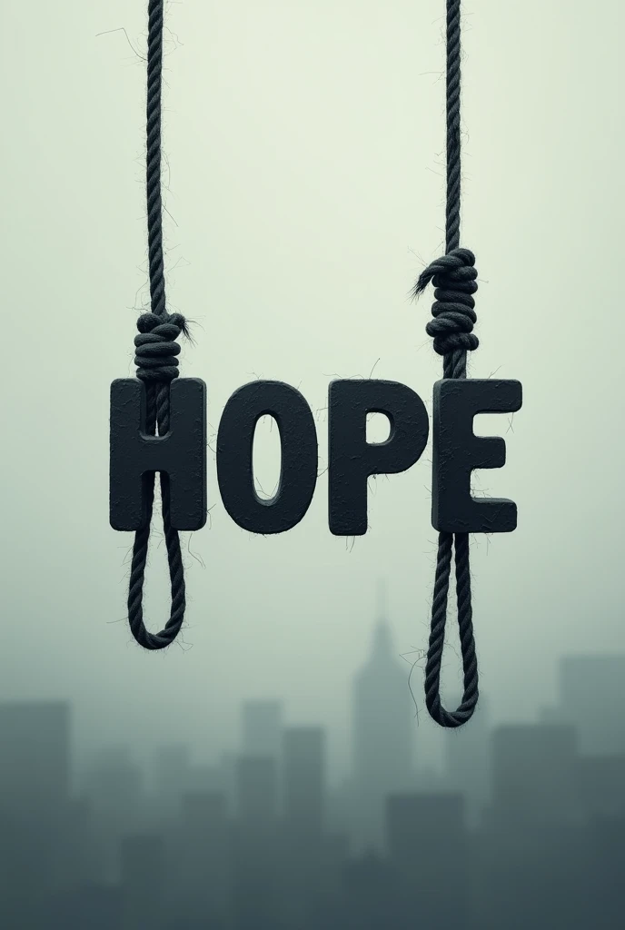 Word HOPE in black dont colour with rope attached to it eith two open ends