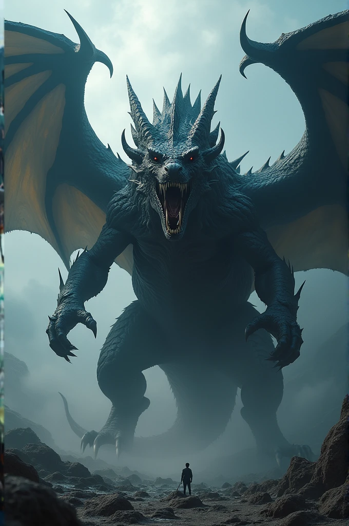 A large alien black dragon is roaring.