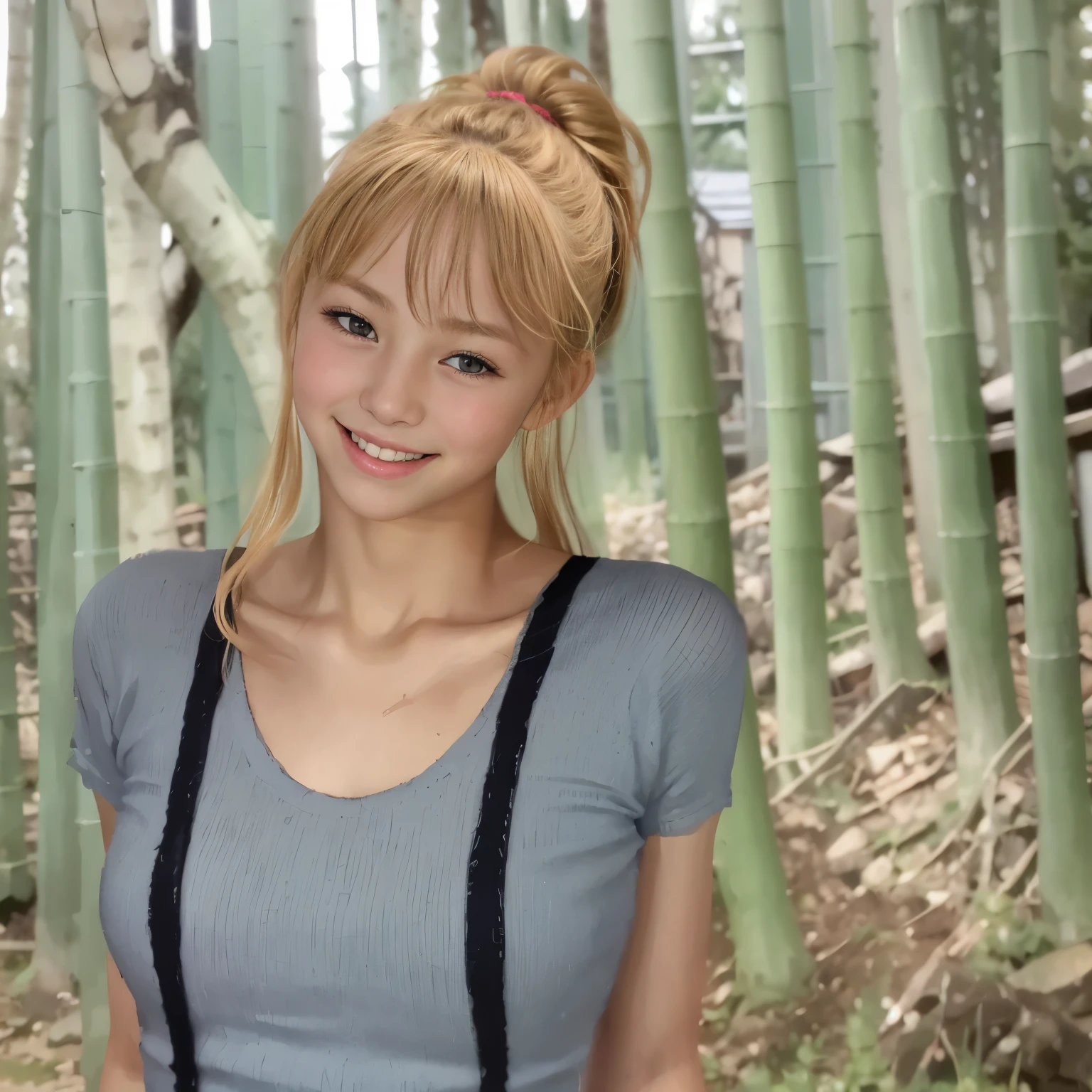 (Highest quality, masterpiece), (Beautiful  Japanese girl), (freckles:0.6), ponytail, smile, garden, Track and field athlete