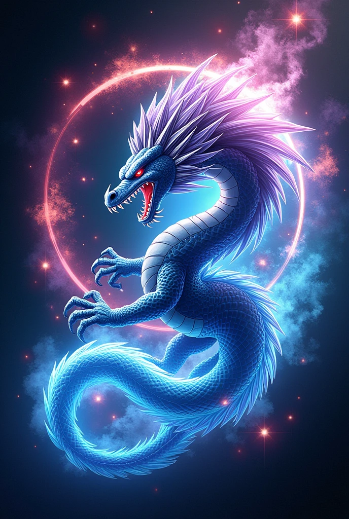DragonballZ Universe logo with dragon ball style font and cool colors, with transparent background