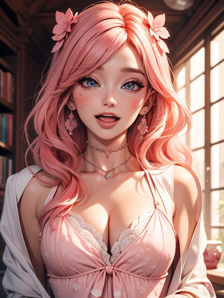 Full body photo, 1woman, Belle Delphine face, ahegao facial expression, ahegao eyes, ahegao tongue, sexy slut, slutty thick curvy body, small breast, royal outfit, long pink hair, matte color scheme
