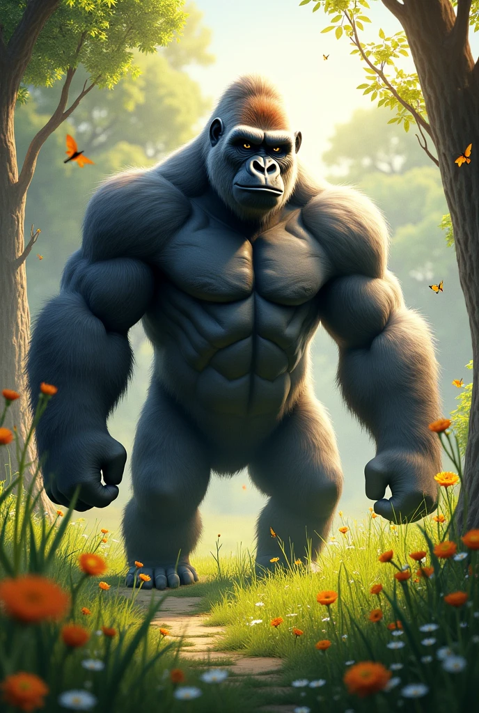 Gorilla in a meadow