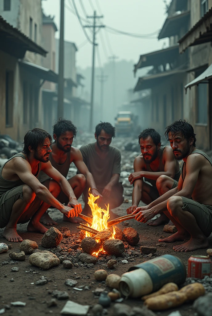 An image of people using garbage as barbecue meat