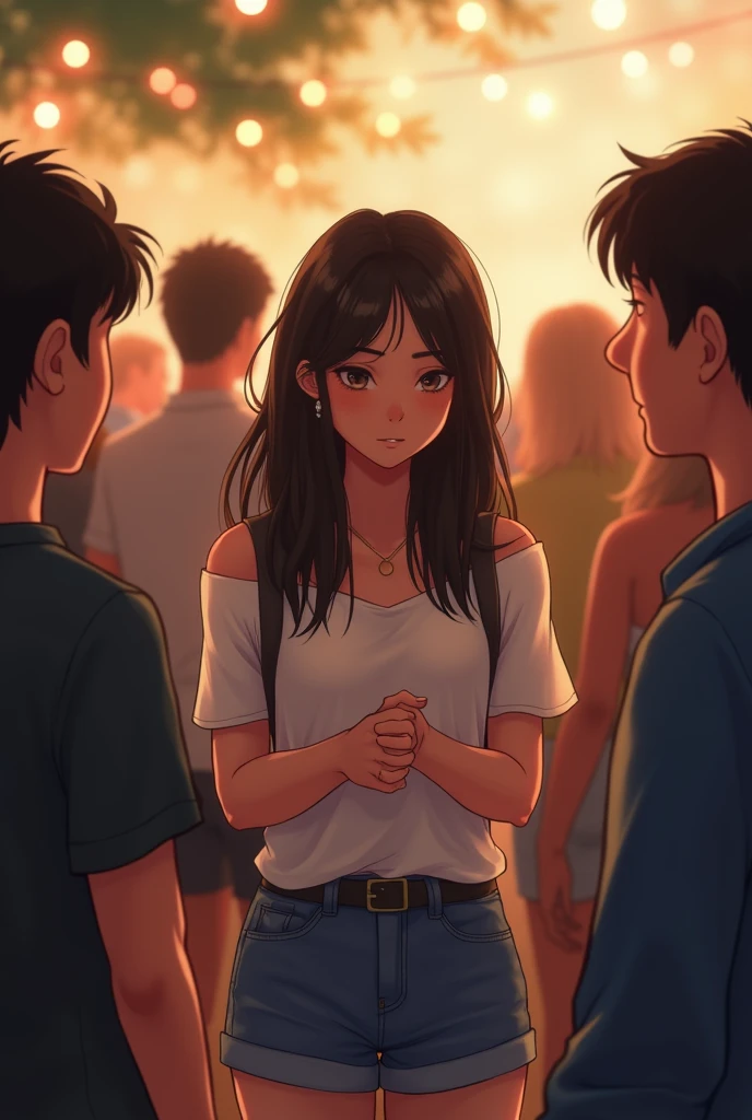 Imagine a shy lady among her peers, real image