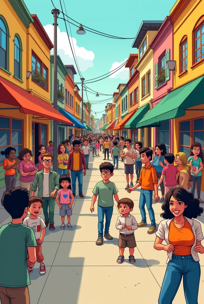 GROUP OF PEOPLE DOING VARIOUS DAILY ACTIVITIES CARTOON