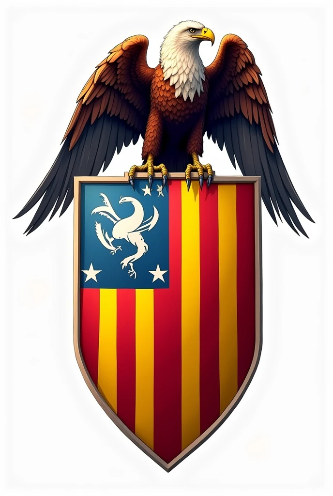 Football shield with an eagle, with the colors of Catalonia with a transparent background