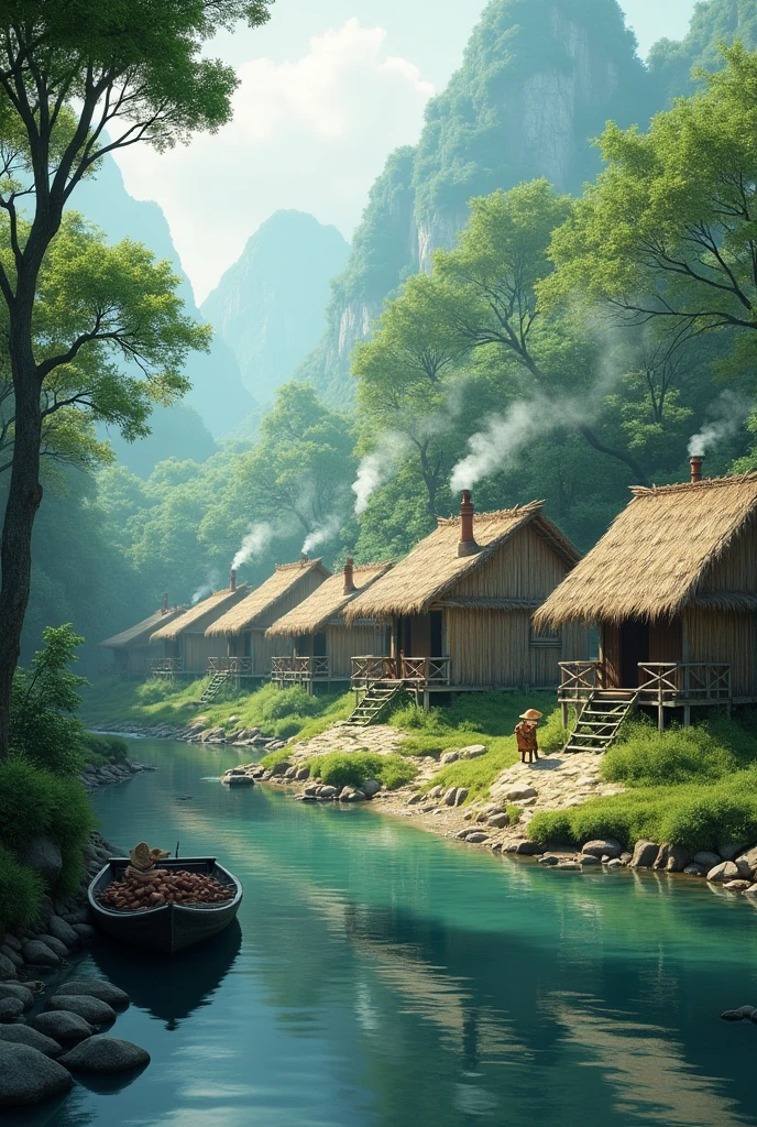 huts by the river