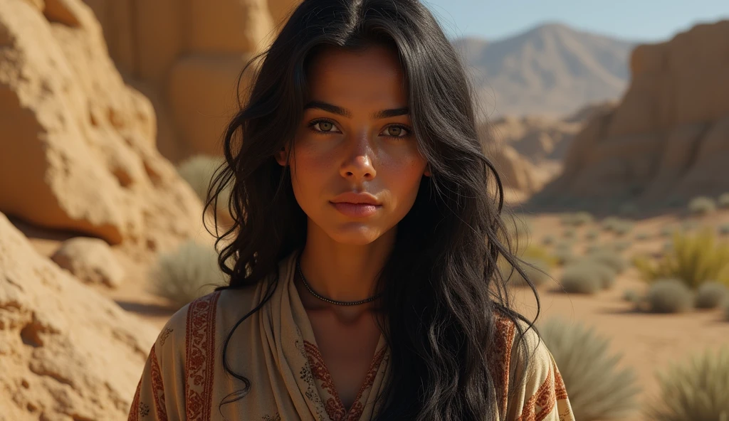 (best quality: 1.4), (Ultra Highres: 1.2), (photorealistic: 1.4), (8k, RAW photo: 1.2). The description of the Samaritan woman's physical appearance is not detailed in the biblical narrative, but her Samaritan origin suggests she likely had similar characteristics to other people in the region. Without historical-cultural context, the story of the Samaritan woman. she is thoughtful