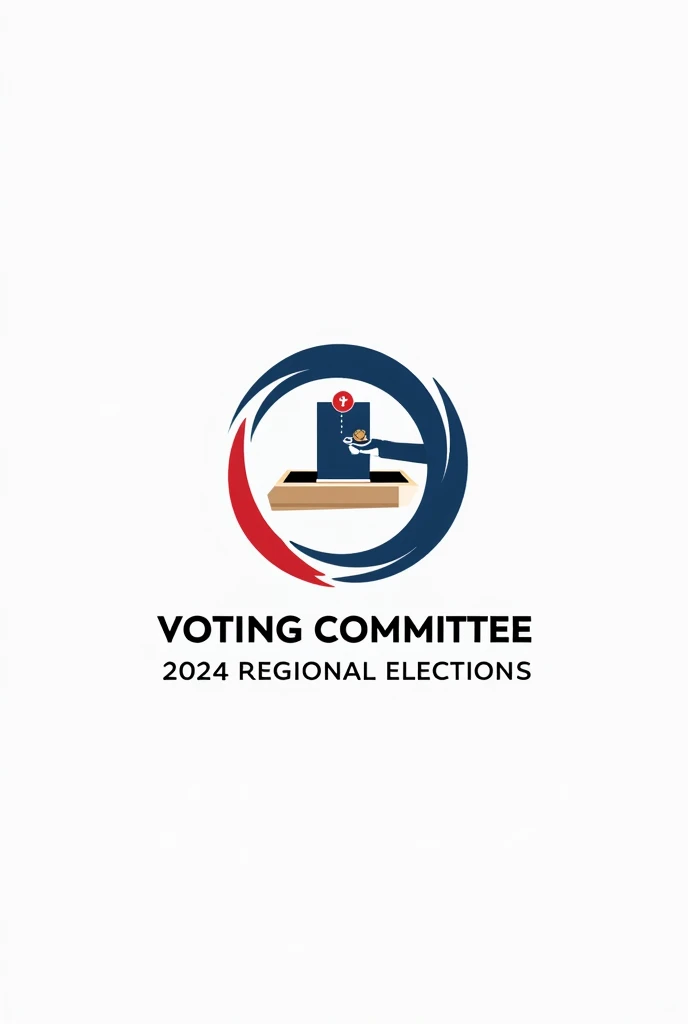 Official logo design for "Voting Committee Gedeg Village 2024 REGIONAL ELECTIONS". Here are the elements that must be present in the design:
Form: Use a circle or shield shape as the base of the logo..
Text:
At the top or center of the logo, Include text "Voting Committee" dengan font yang jelas and formal.
Below the main text, add "Gedeg Village" and "2024 REGIONAL ELECTIONS" with a slightly smaller font size.
symbol:
Include voting symbols, like an open ballot box with a ballot paper inside, or a hand holding a ballot paper with a tick symbol.
Jika ada lambang atau simbol khas Gedeg Village, place in the center or side of the logo.
color:
Gunakan warna biru and merah sebagai warna dominan.
Tambahkan aksen putih untuk kontras and gunakan warna netral seperti abu-abu atau hitam untuk teks.
Style: Choose a simple design, modern, and resmi.