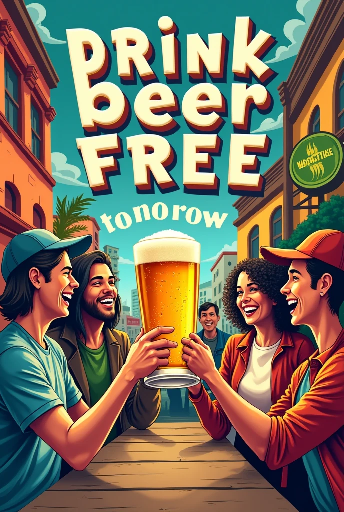 Make to illustrator with text "Drink beer free tomorrow"