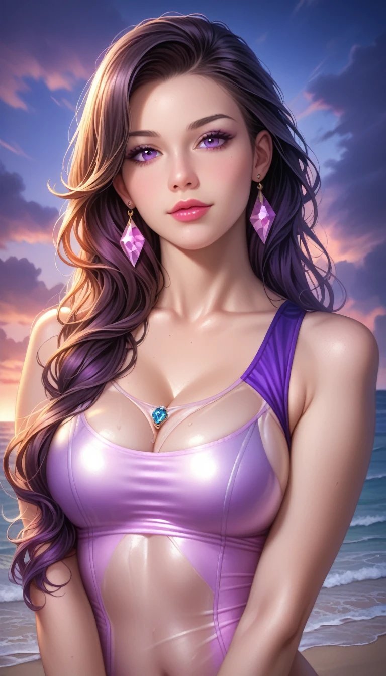 score_9, score_8_superior, score_7_superior, High-resolution CG illustration,A masterpiece in 32K resolution,Highest quality,it is really amazing,Very detailed,Ultra-high resolution,Ultra-realistic,Realistic,Increased depth of field,Cinematic lighting,
Elegant mature Japanese woman,
Straight long hair with black hair,Ultra-detailed and beautiful face,Calm and gentle look,Translucent white skin,Realistic skin texture,Great proportions,
High leg swimsuit,
Summery design,Chic color scheme,Beautiful and delicate decoration,Detailed fabric texture,
Dark skies before the storm,Dark clouds covering the dark sky,Thunderclouds rolling in,Coastline at night,Stormy seas,delay々A desolate sandy beach that continues,
Cinematic Angle,