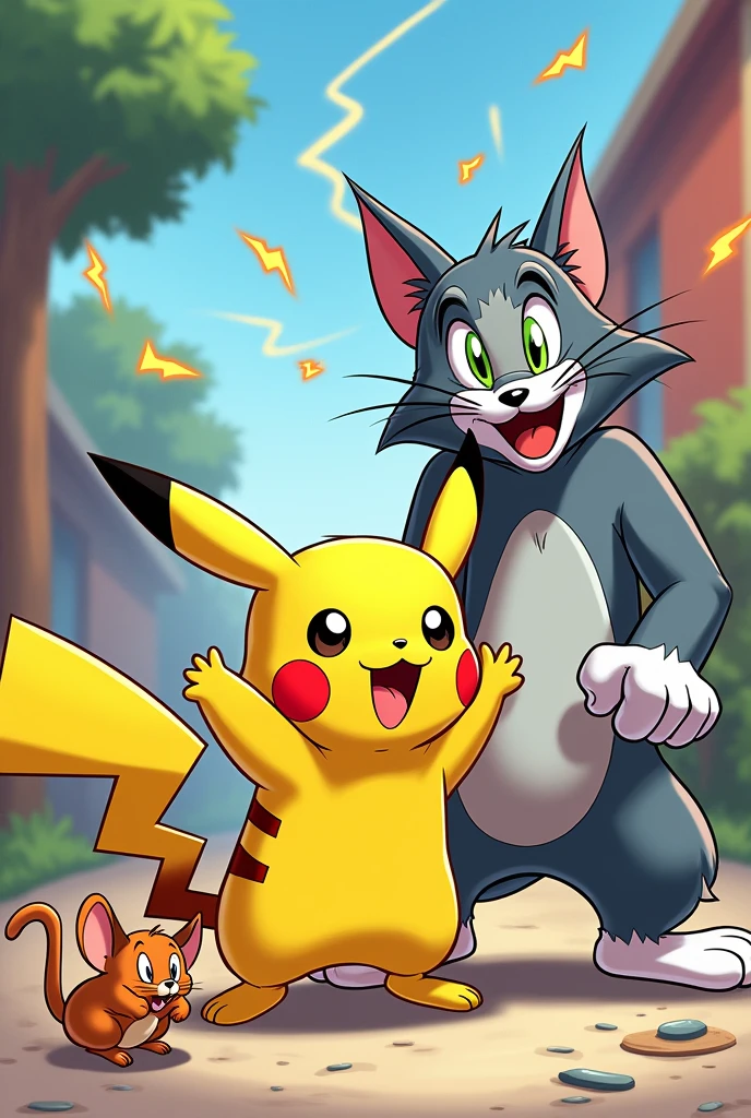 Picachu and tom and jerry collaboration for drawing