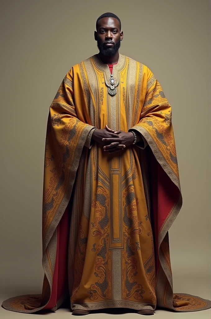 Create an image of a man wearing a white babanriga