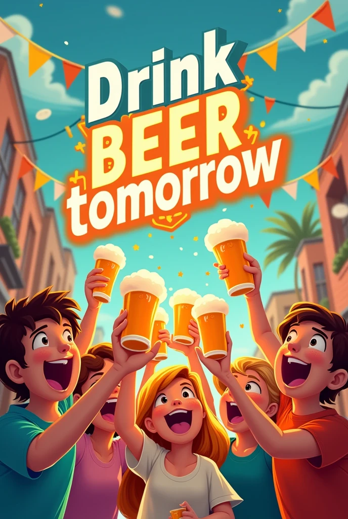 Make to illustrator with text "Drink beer free tomorrow"