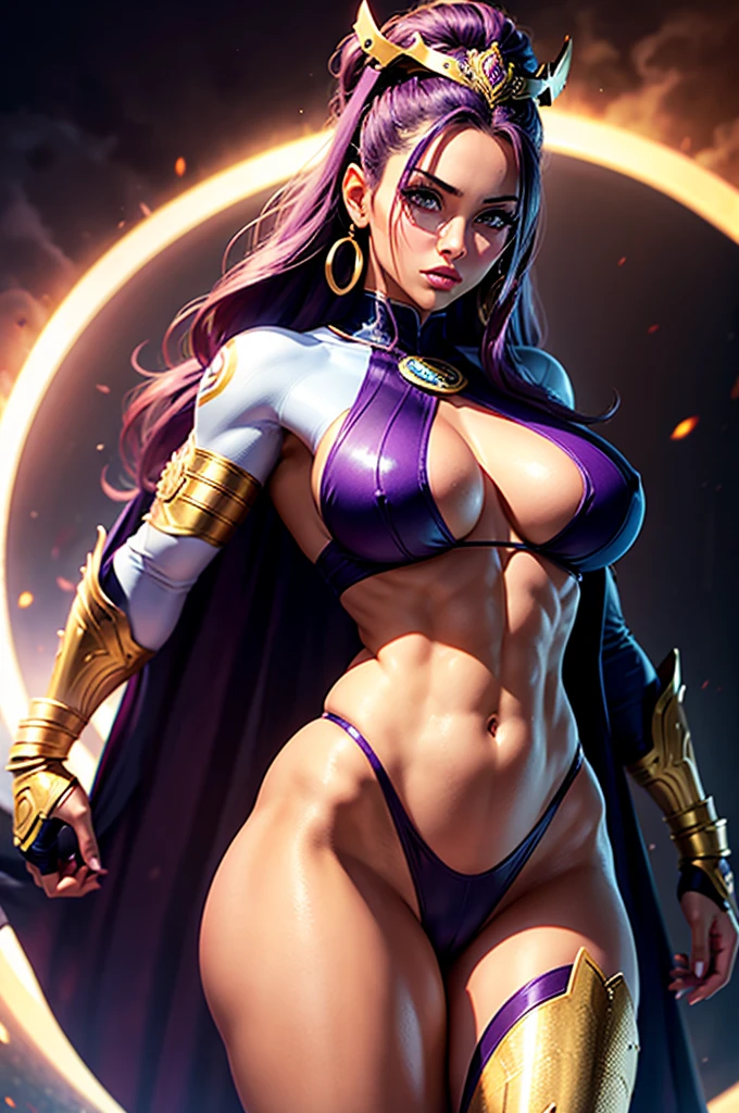 A perfect sexy, very thin, Panas, delicious and beautiful, with exuberant and very young features, extremely erotic sensual android, strong cybernetic warrior with black African and oriental features, Japanese and Chinese, Soft Face, sexy e angelical, boca muito big fit ass com lábios grossos e carnudos estilo afro bem aberta com a língua de for a bem sexy, mixed with the clone of the Greek warrior goddess Athena, with huge super ultra mega giant breasts, extremely dark-skinned with golden skin, lábios big fit asss carnudos e grossos, extremely thin waist, very tanned and sweaty, gigantic ass, big fit ass, huge ass, steep, HARD AND MUSCULOUS, Purple colored eyes, with barcode tattoos, transformed into an erotic and super sensual and extremely super ULTRA HIPER mega muscular astronaut goddess, fitness, with a huge and swollen, face perfect, bodybuilder, hypertrophied fit bodybuilder and weightlifter, very muscular thighs and super intensely muscular abdomen, administrator and leader, noble queen goddess wearing sexy futuristic battle armor uniform with long flowing cape