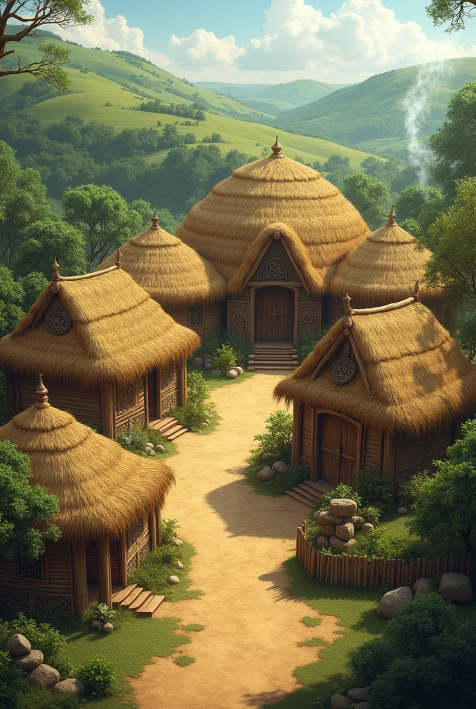 An old village from the Vedic period of India, the village has 10-15 cottages.The sheds are made of straw and the walls are made of wood