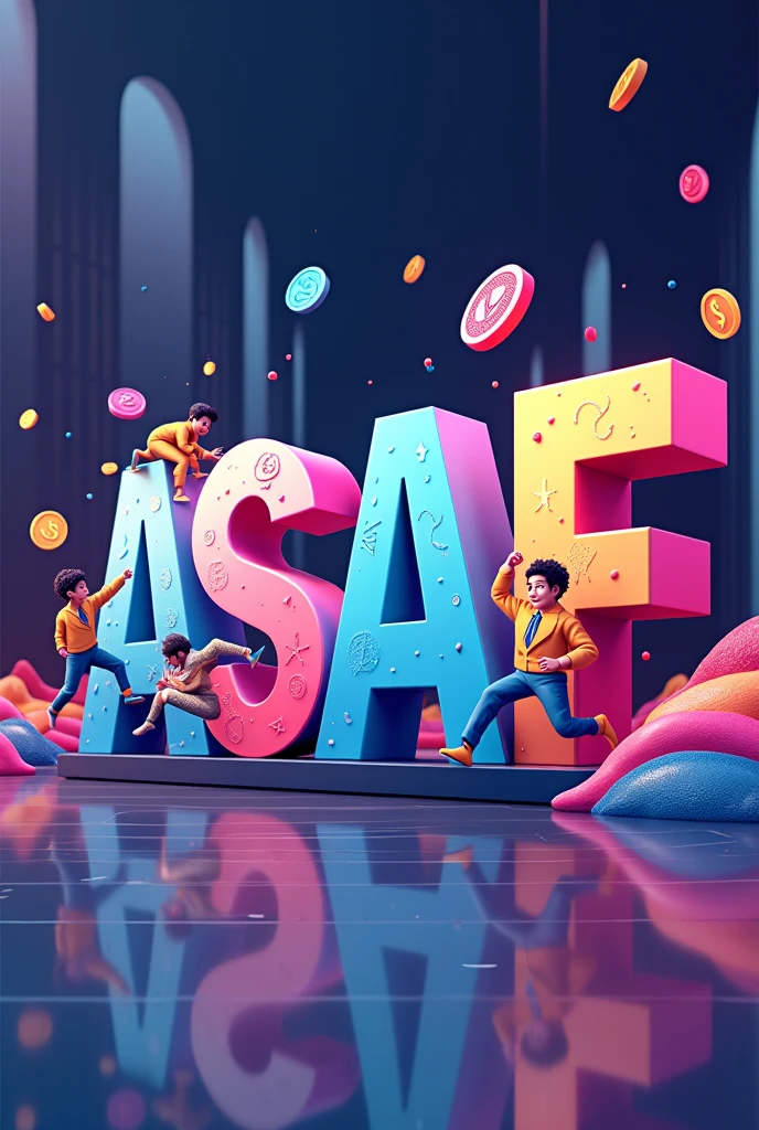 Create a colored image with the acronym ASAF, with the theme payments.