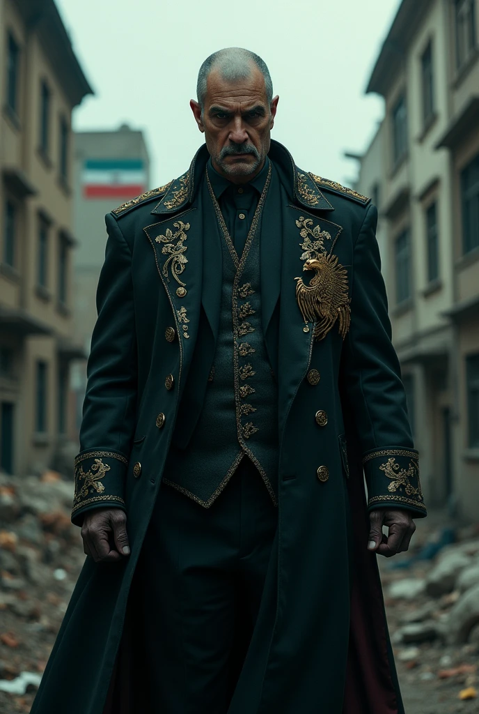 Uzbekistan as a villain from a movie with a flag on its back
