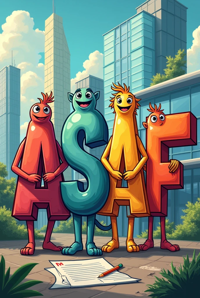 Create a colored image with the acronym ASAF, with the theme of bill payment