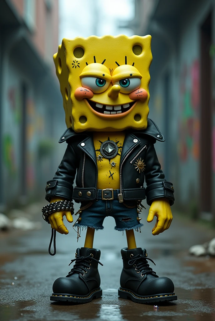 Spongebob squarepants became a bad person wearing punk clothes