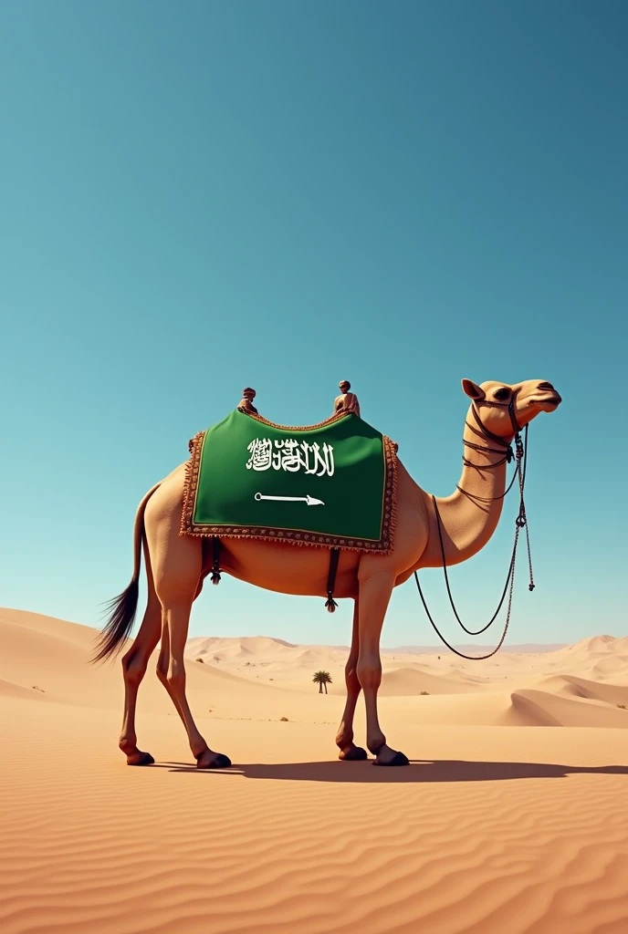 Saudia arabia flag on camel