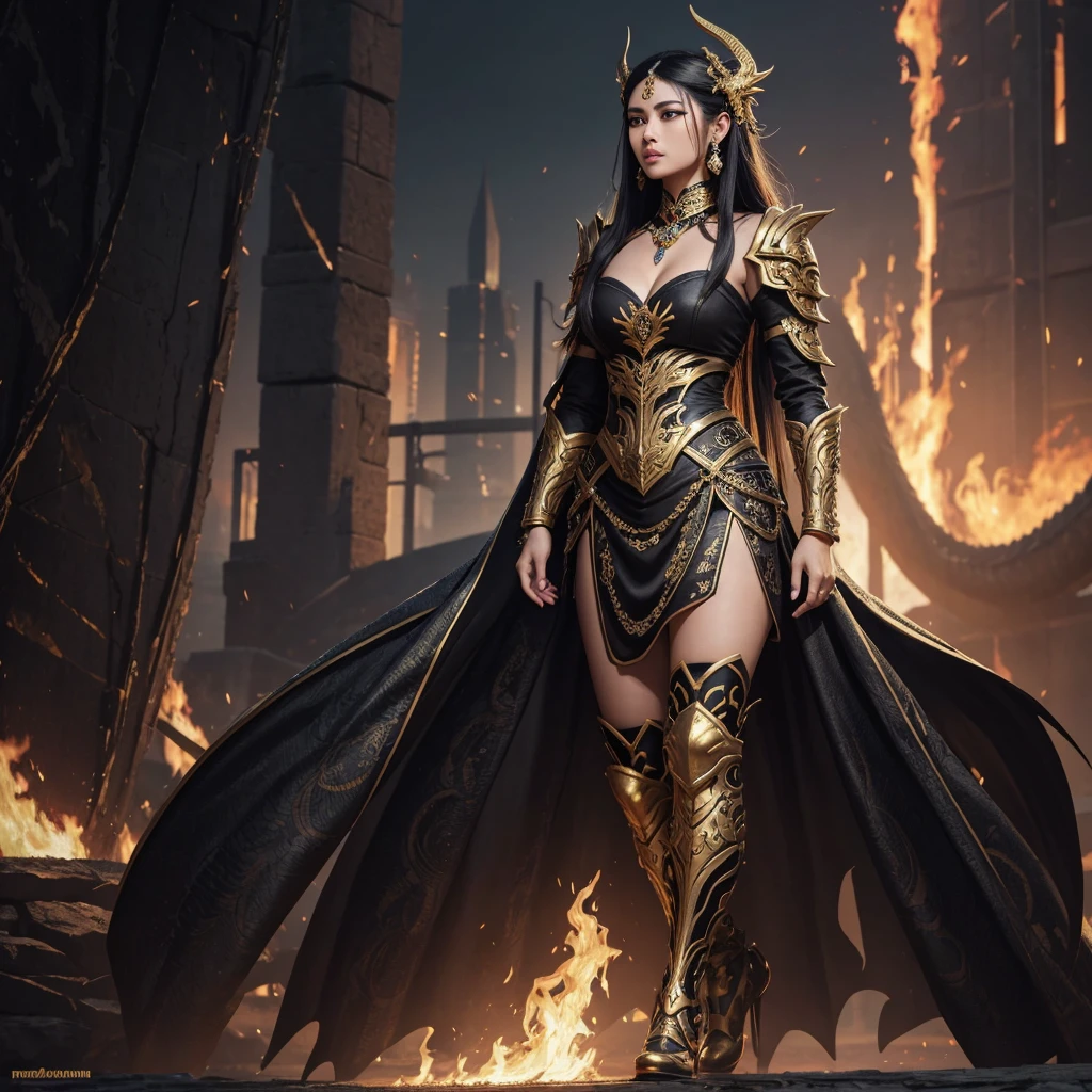 Coba ngedit prompt kerennya Reflinatasya Putri
Prompt: full length view, Hyper Realistic beautiful maiden in full body style armor, combined with traditional art in color black and gold with Structure quiling techniques, featuring a majestic fire black dragon in a modern cyberpunk fantasy world, walking on dragon palace as a background. with cinematic and smooth lighting, intricate detail, colorful, Smooth skin, sparkling jewelry, brown, white skin, beautiful face, UHDR, charming, Elegant
