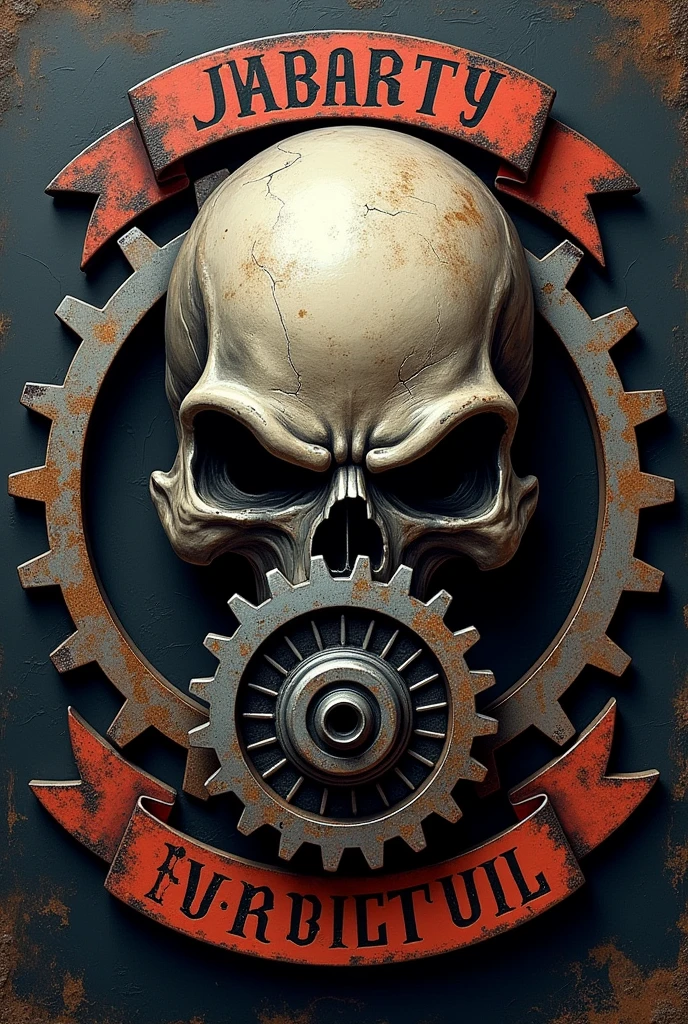A red skull and a red gear in the background with the title gears 6