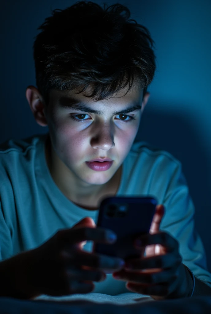 A 18 years
 boy plays mobile game like hold mobile seriously 