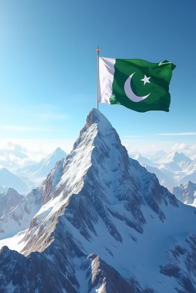 Draw a mountain from the top and draw a big Pakistani flage on it