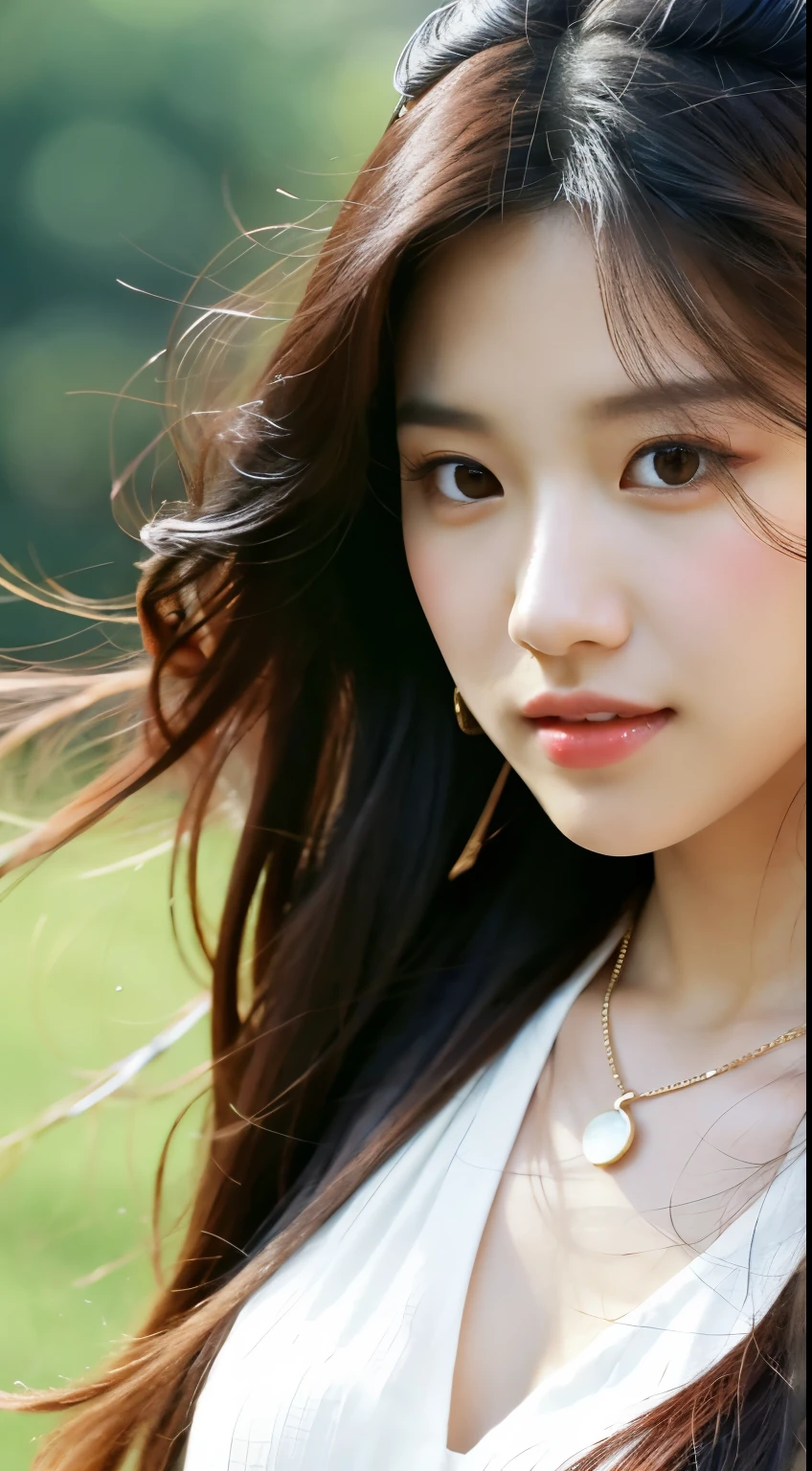 a close up of a woman with long hair wearing a necklace, bae suzy, portrait of jossi of blackpink, jossi of blackpink, portrait jisoo blackpink, jisoo of blackpink, jisoo from blackpink, blackpink jennie, lee ji - eun, lee ji-eun, park ji-min, jinyoung shin, heonhwa choe, jaeyeon nam, hwang se - on
