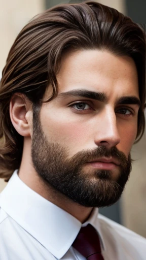  A badass biblical Jewish man with brown hair, focus on the face 