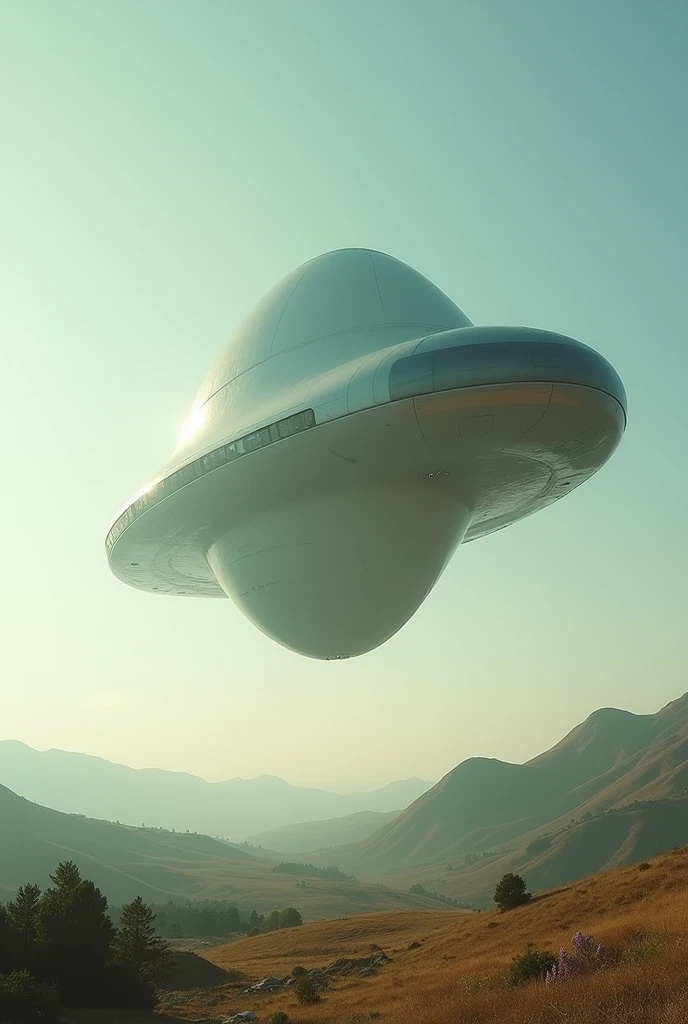 UFO,Spaceship、Oval、Large windows、noon