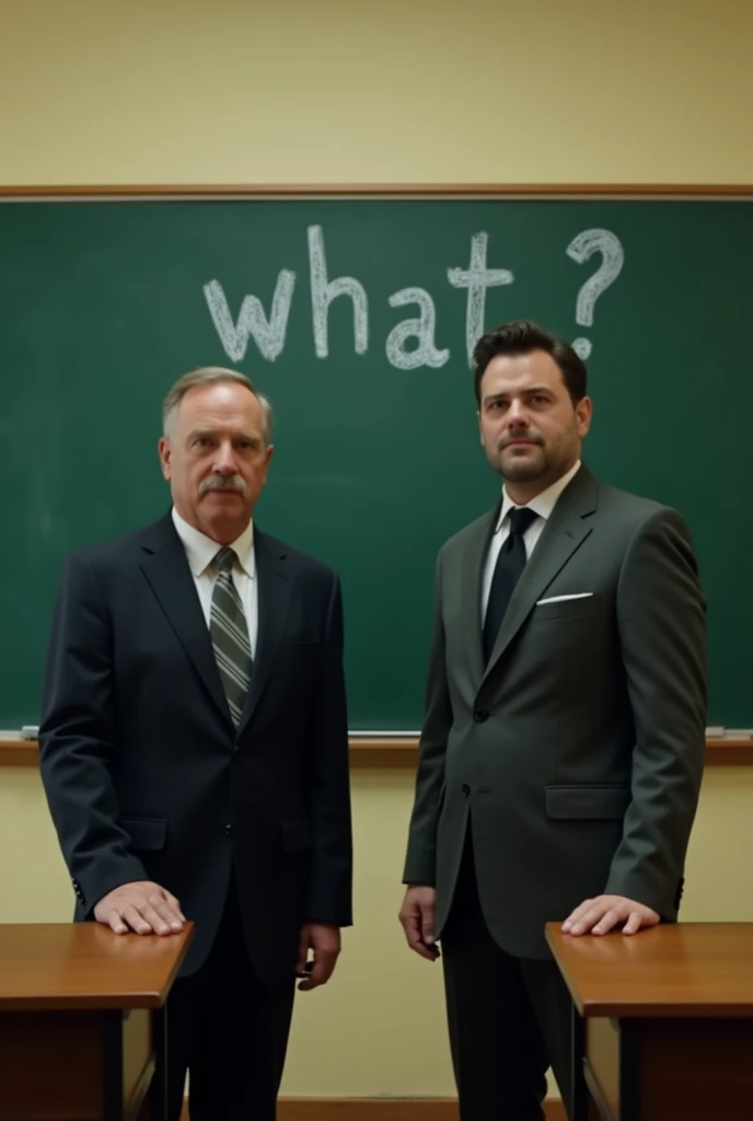 an image of two men in front of a blackboard with the words'what, back to school comedy, standing in class, with subtitles, highlight scene of the movie, in a classroom, arrogant look, as a strict school teacher ), sitting in the classroom, school class, he is at college, in a school classroom, at college, classroom, 🔞🤡, screenshot from a movie, such disappointment, 🔥 😎 🕹️ 👀, low, subtitles, arrogant and sinister attitude